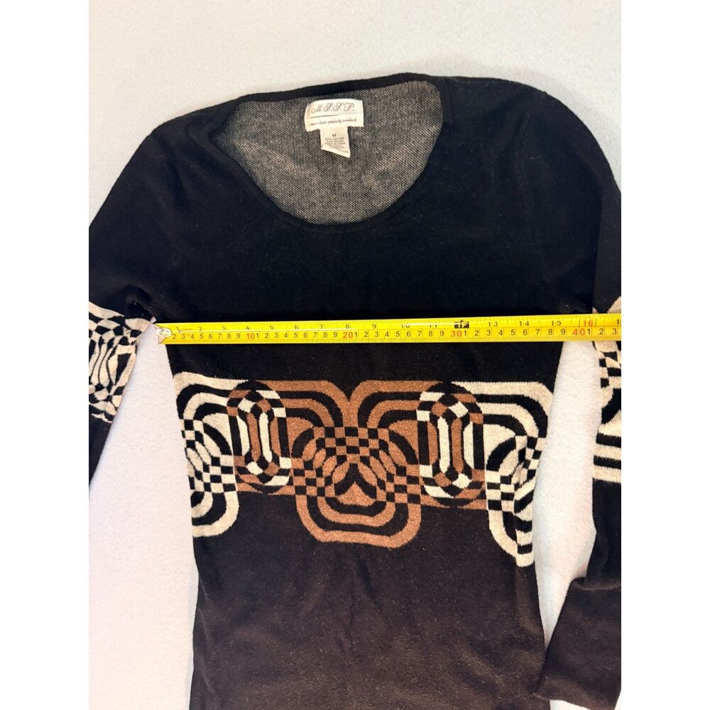 Funky Retro Black Mod Op Art Geometric Sweater Dress Size M